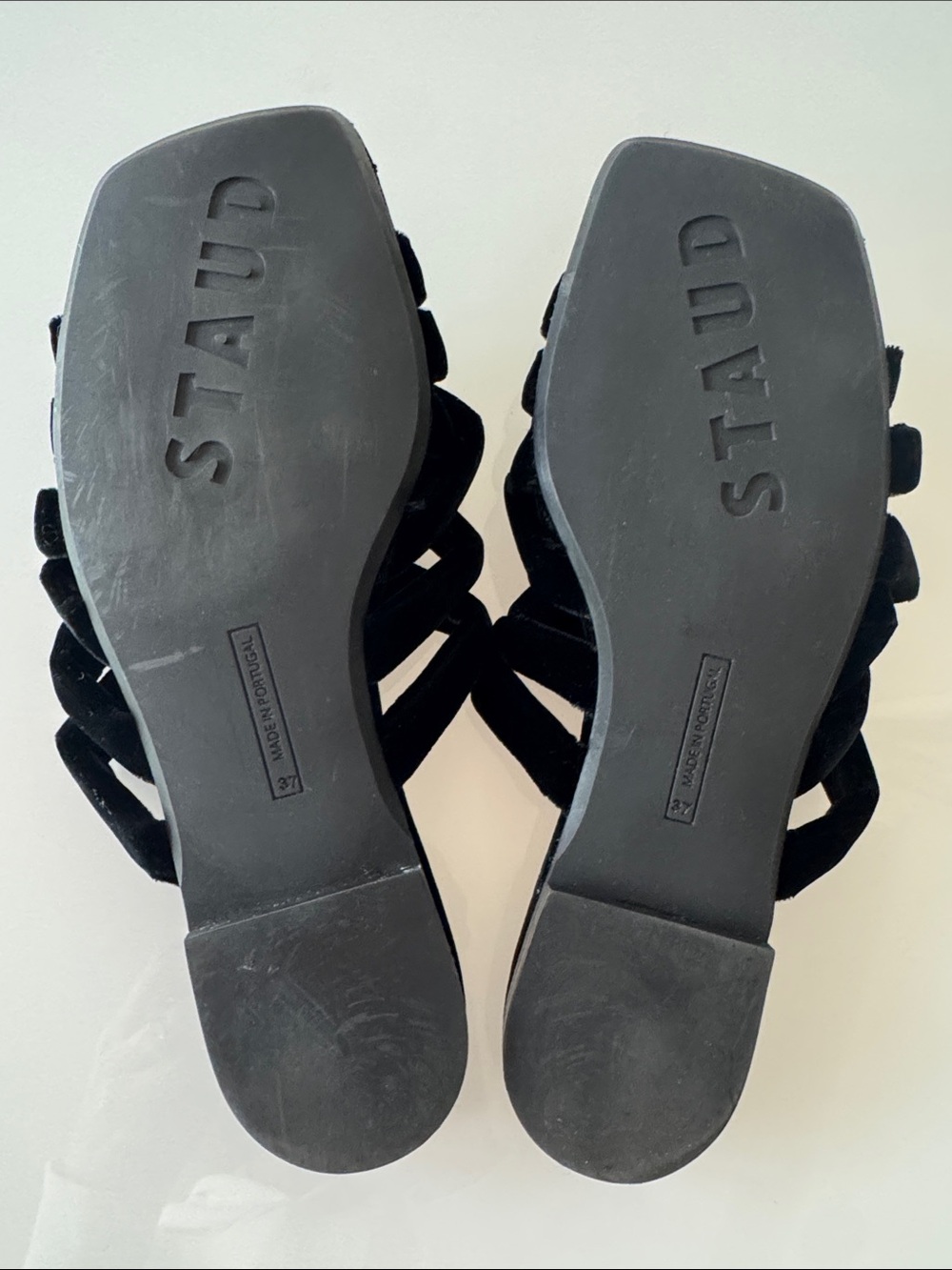 STAUD Deepwater Flat Slide Sandals Black Velvet Size 7 (EU 37) - Picture 6 of 8